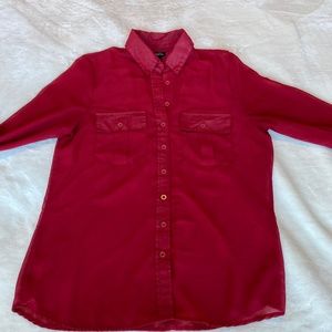 Rue 21 Women’s Sheer Red Long Sleeve Blouse Size Medium